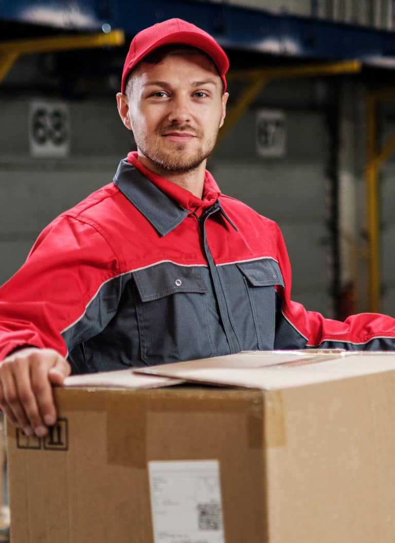 Warehouse worker working on a conveyor line